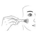 Girl gets rouge brush on white of vector illustrations