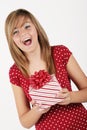 Girl with gift package Royalty Free Stock Photo