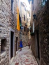 Narrow street of the old city. Kotor. Montenegro