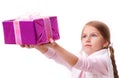 Girl gives a gift box