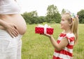 Girl gives a gift to mum Royalty Free Stock Photo