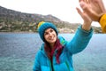 Girl gives a high five Royalty Free Stock Photo