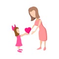 Girl giving a heart to her mother cartoon icon Royalty Free Stock Photo