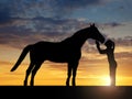 girl giving a kiss horse Royalty Free Stock Photo