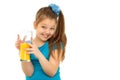 Girl with glass of juice Royalty Free Stock Photo