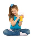 Girl with glass of juice Royalty Free Stock Photo