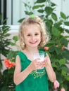 Girl with glass of milk Royalty Free Stock Photo