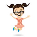 Girl with glasses in a jump.