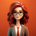 Emily: A Charming Cartoon Girl In A Business Suit With Glasses