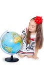 Girl with globe Royalty Free Stock Photo