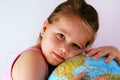 Girl with globe Royalty Free Stock Photo