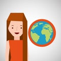 Girl globe world tourist traveler Royalty Free Stock Photo