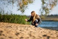 Girl walking along the beach