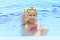 Girl with goggles in swimming pool Royalty Free Stock Photo