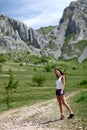 Girl going on mountain hike