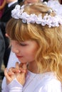 Girl going to the first holy communion Royalty Free Stock Photo