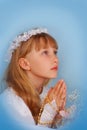 Girl going to the first holy communion Royalty Free Stock Photo