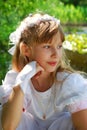 Girl going to the first holy communion Royalty Free Stock Photo