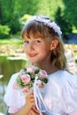 Girl going to the first holy communion Royalty Free Stock Photo