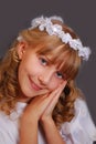 Girl going to the first holy communion Royalty Free Stock Photo