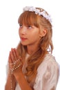 Girl going to the first holy communion Royalty Free Stock Photo