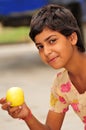 Girl with golden apple