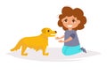 Girl and Golden Labrador. Vector.