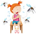 Girl got bitten by mosquitoes illustration