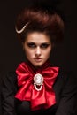 Girl in gothic art style with creative makeup. image for Halloween. Royalty Free Stock Photo