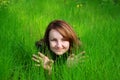 Girl in grass Royalty Free Stock Photo