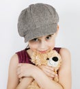 Girl in a gray cap Royalty Free Stock Photo