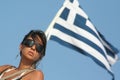 Girl and the greek flag Royalty Free Stock Photo