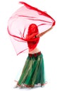 The girl is in the suit of an oriental dancer with a handkerchief Royalty Free Stock Photo