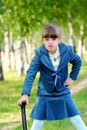 Girl among green grass Royalty Free Stock Photo