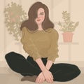 Girl in a green sweater