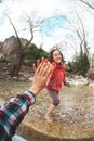 Girl greets friend Royalty Free Stock Photo