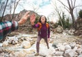 Girl greets friend Royalty Free Stock Photo