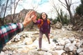 Girl greets friend Royalty Free Stock Photo