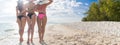 Girl Group On Beach Summer Vacation, Young Woman Back Rear View Closeup Royalty Free Stock Photo