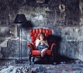 Girl in grunge interior Royalty Free Stock Photo