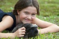 Girl with Guinea Pig Royalty Free Stock Photo