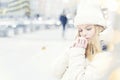 the girl and the guy broke up on a winter day Royalty Free Stock Photo