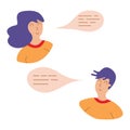 Girl and Guy with Speech Bubble. Thoughts in a head, chatting Royalty Free Stock Photo