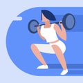 Illustration of a girl doing squats with weights