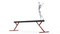 Girl gymnast on a balance beam - back view