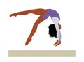 Girl gymnast doing exercise on balance beam. Royalty Free Stock Photo
