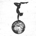 Girl gymnast on the earth.