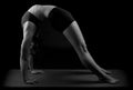 Gymnast yoga Chakrasana wheel pose b&w Royalty Free Stock Photo