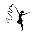 Girl gymnastic sport silhouette sportswoman ribbon