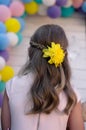 Girl hair braid with flower